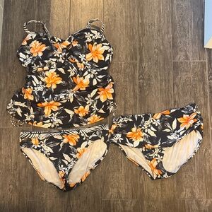 Fantasie Floral Tankini Top in Black and Orange
